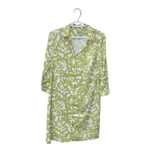 DKNY Olive and White Patterned Shirt Dress